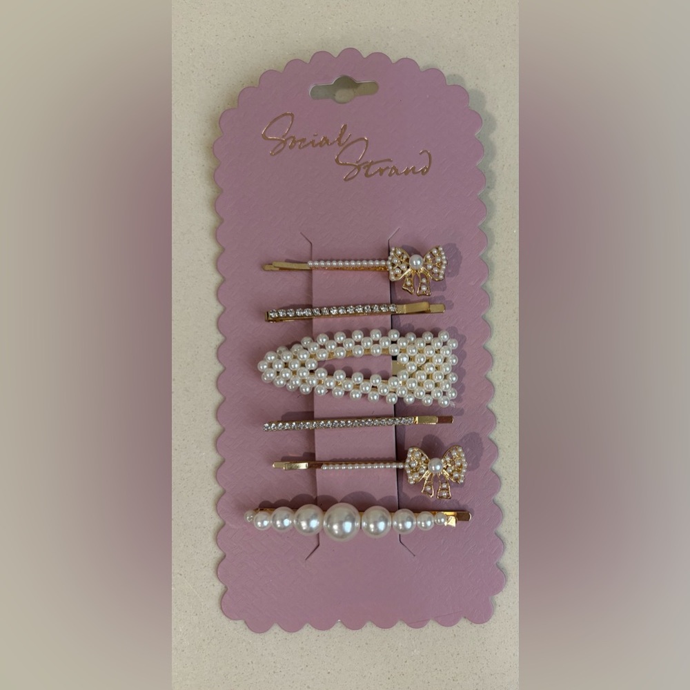 Gold and Pearl Hair Clips